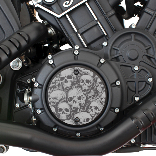 Preview: Motordeckel - rechts - mit Lasergravur - Skull-Party
